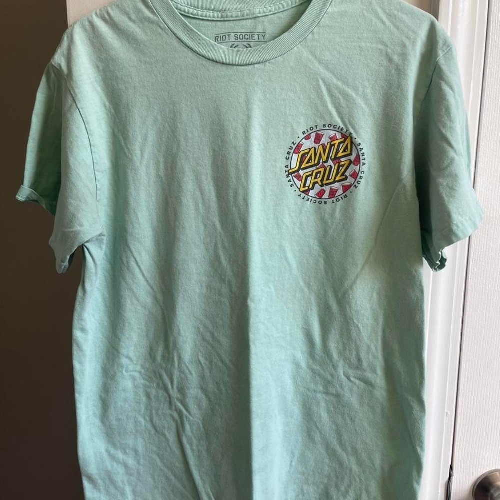 Riot Society Santa Cruz Party Cup Graphic T-Shirt Mens Medium Mint Green Skate